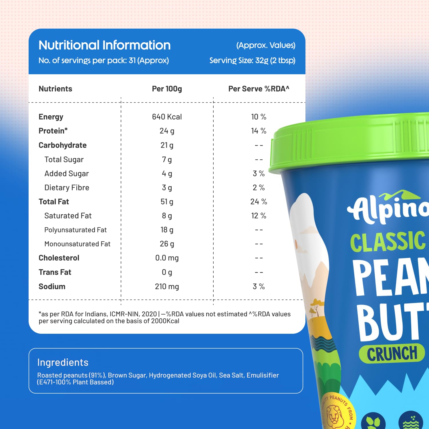 Classic Peanut Butter Crunch | 90% Roasted Peanuts | High Protein Peanut Butter Crunchy | Gluten-Free | Vegan-3