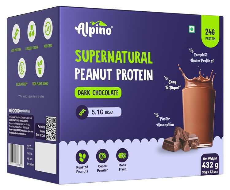 Supernatural Peanut Protein Powder Dark Chocolate – Roasted Peanuts, Cocoa Powder & Monk Fruit - 24g Protein, 5.1g BCAAs, No Added Sugar - First Peanut Protein Isolate-2