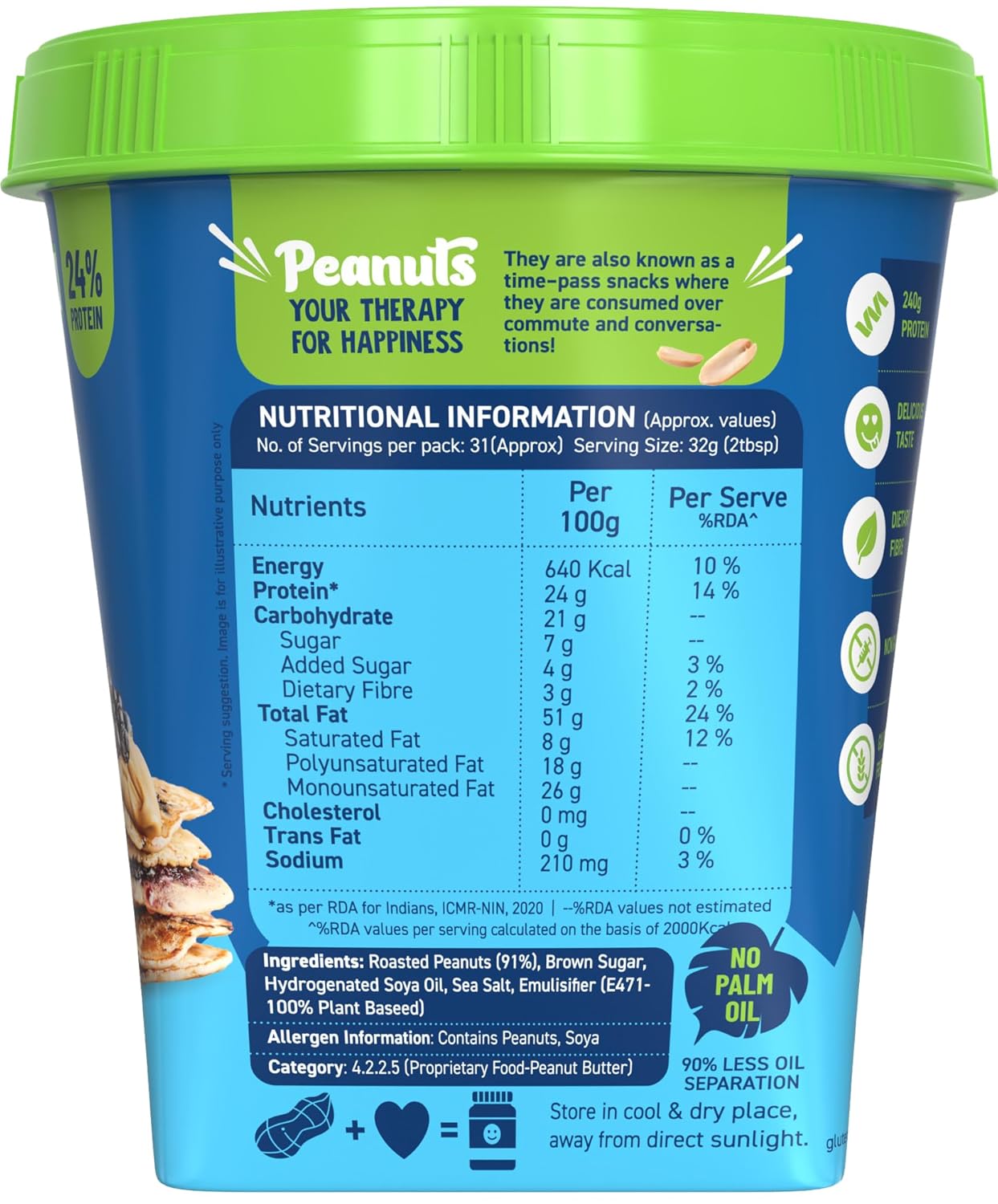 Classic Peanut Butter Crunch | 90% Roasted Peanuts | High Protein Peanut Butter Crunchy | Gluten-Free | Vegan-2