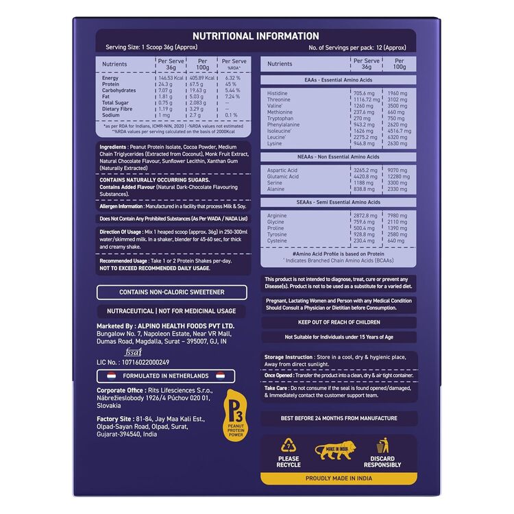 Supernatural Peanut Protein Powder Dark Chocolate – Roasted Peanuts, Cocoa Powder & Monk Fruit - 24g Protein, 5.1g BCAAs, No Added Sugar - First Peanut Protein Isolate-4
