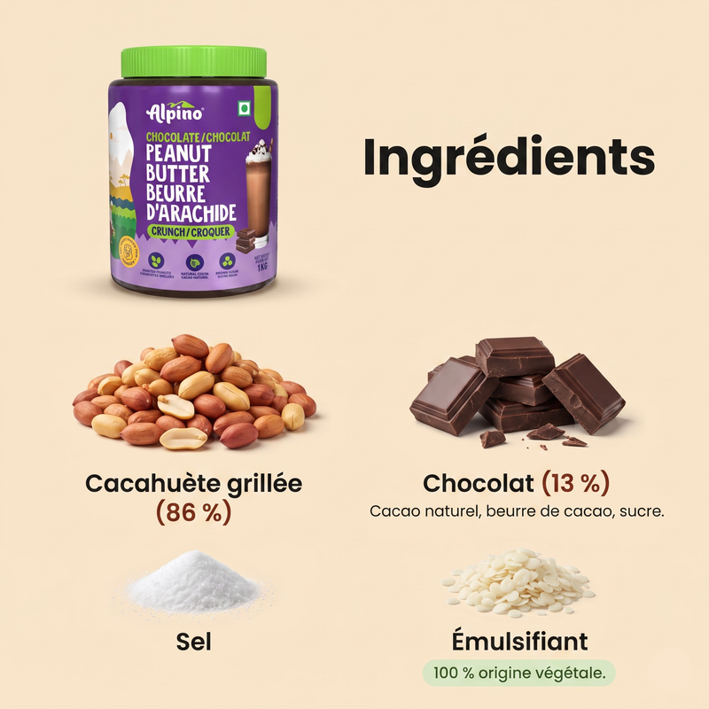 Chocolate Peanut Butter with 86% Roasted Peanuts | Alpino